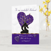 Man Verjaardagskaart Modern Design, paarse en WH Kaart (Gele Bloem)