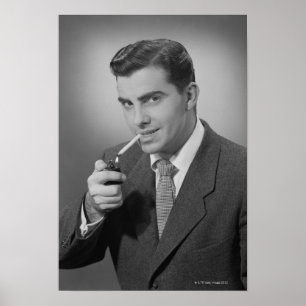 Man verlichting Sigarette Poster