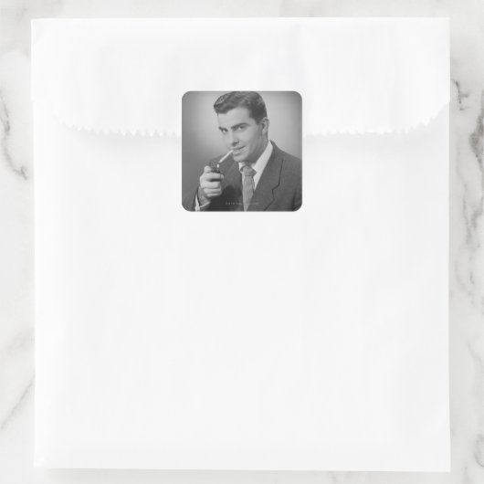 Man verlichting Sigarette Vierkante Sticker (Tas)