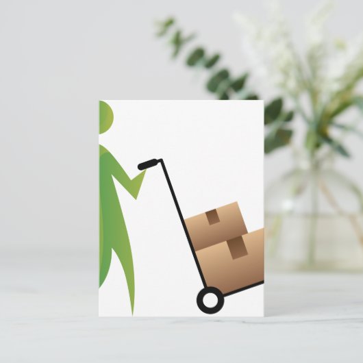 Man Verplaatsen dozen Briefkaart (Staand voorkant)