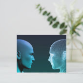 Man versus machine die in de toekomst concurreert briefkaart (Staand voorkant)