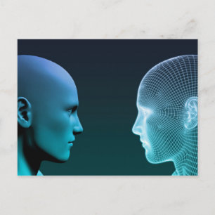 Man versus machine die in de toekomst concurreert briefkaart