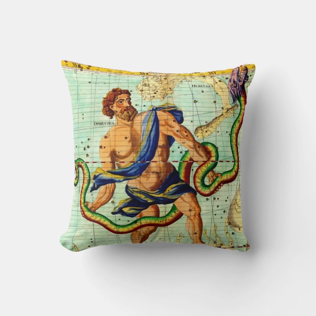 Man versus Zee Serpents  Astronomie Map Art Kussen (Voorkant)