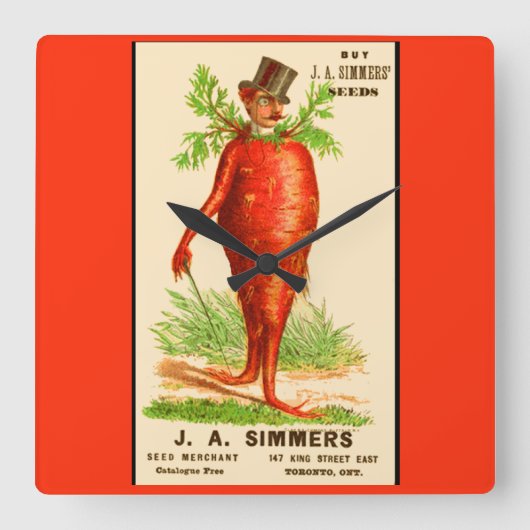 man Victoriaans handelskaart Vierkante Klok (Voorkant)