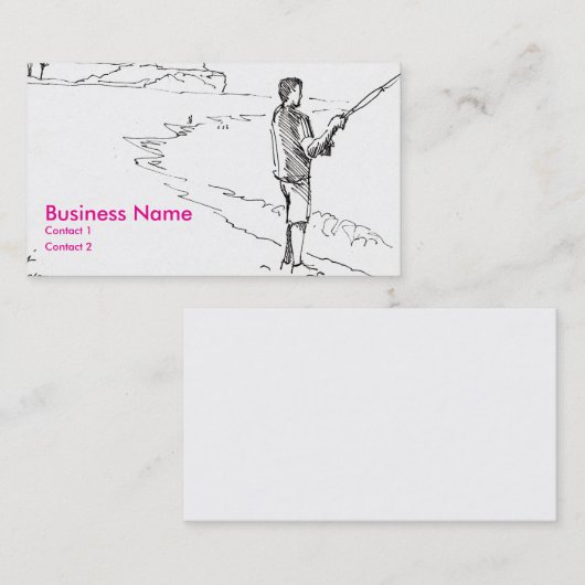 Man vissen op het strand visitekaartje (Voorkant / Achterkant)