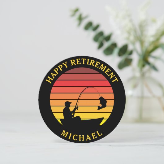 Man Vissen Retro Sunset Pensioen Sjabloon (Staand voorkant)