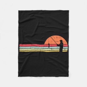 Man Vissen Zonsondergang Retro Vissen Visser Fleece Deken