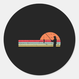 Man Vissen Zonsondergang Retro Vissen Visser Ronde Sticker