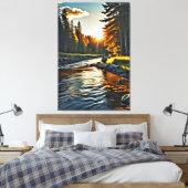 *~* Man Vist de Natuur AP49 van de Kunststroom Canvas Afdruk (Insitu (Slaapkamer))