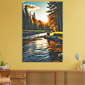 *~* Man Vist de Natuur AP49 van de Kunststroom Canvas Afdruk (Insitu (Woonkamer))