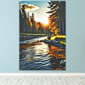 *~* Man Vist de Natuur AP49 van de Kunststroom Canvas Afdruk (Insitu (Houten vloer))