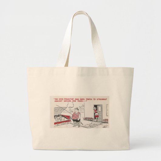  Man Vist Humor Grote Tote Bag (Voorkant)
