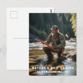 *~* Man Vist Stream Maine Peace AP49 Natuur Briefkaart (Voorkant / Achterkant)