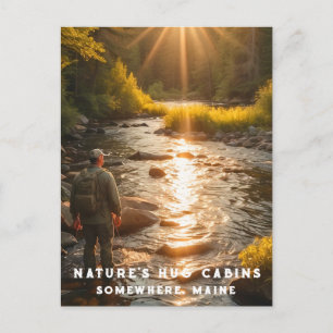 *~* Man Vist Stream Maine Peace AP49 Natuur Briefkaart