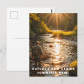 *~* Man Vist Stream Maine Peace AP49 Natuur Briefkaart (Voorkant / Achterkant)