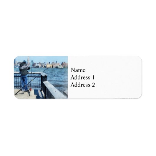 Man vist vanaf Hoboken Pier Etiket (Voorkant)