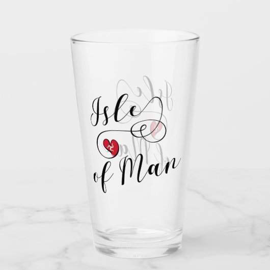 Man vlag in een hart, manx glas (Voorkant)