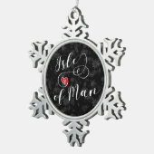 Man vlag in een hart, manx tin sneeuwvlok ornament (Rechts)