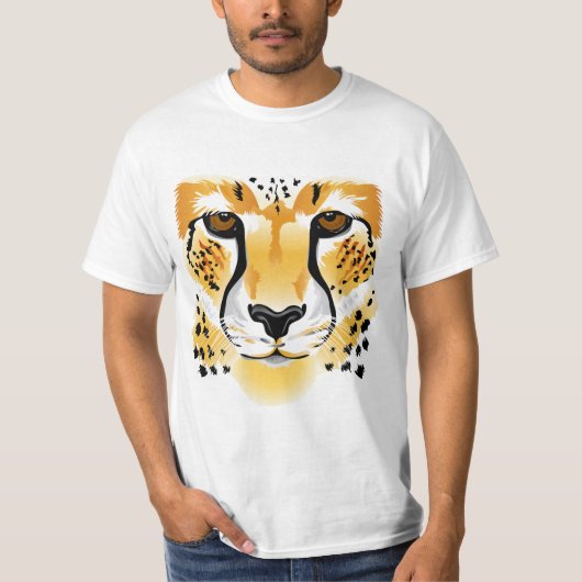 man voor de close-upillustratie van de cheetah-kop t-shirt (Voorkant)
