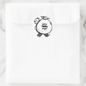 Man voor het dragen van een dollar-bag ronde sticker (Tas)