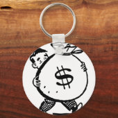 Man voor het dragen van een dollar-bag sleutelhanger (Voorkant)