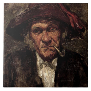 Man voor het roken van een pijp, c.1859 tegeltje