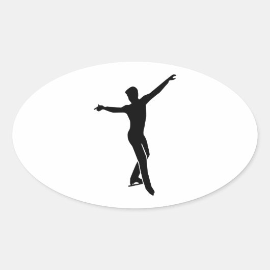 Man voor het schaatsen ovale sticker (Voorkant)