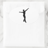Man voor het schaatsen ovale sticker (Tas)