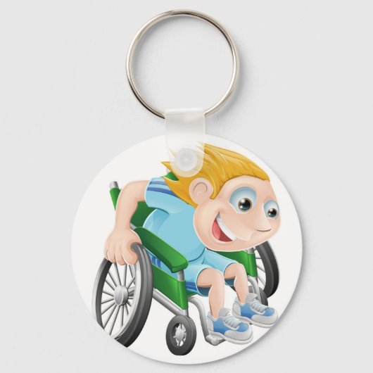Man voor rolstoelraces cartoon sleutelhanger (Voorkant)