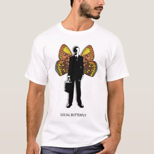 Man voor sociale vlinder t-shirt (Voorkant)