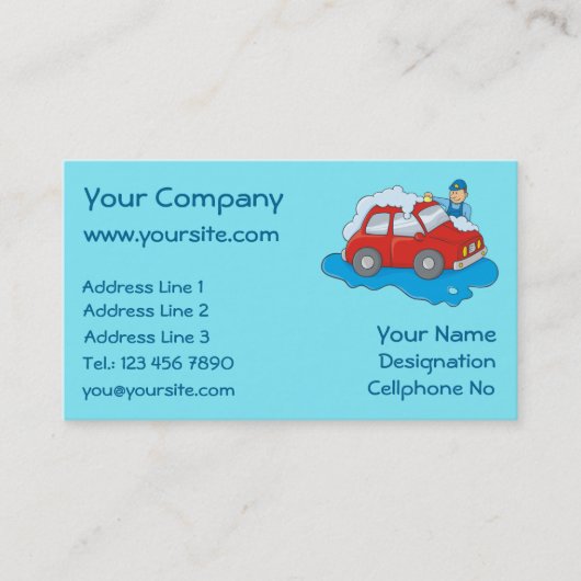 Man voor wasgoed visitekaartje (Voorkant)