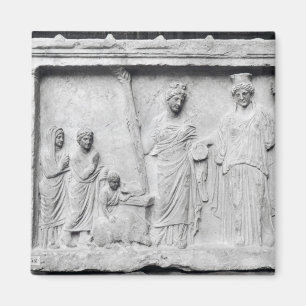 Man, vrouw en kind voor een altaar magneet