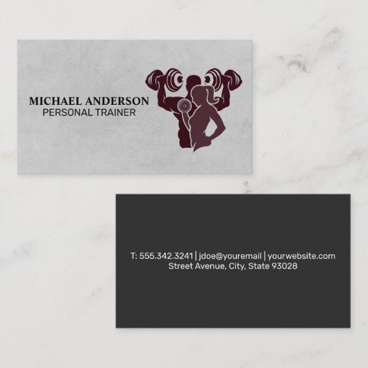 Man vrouw gewichtheffen | geschiktheid visitekaartje (Voorkant / Achterkant)