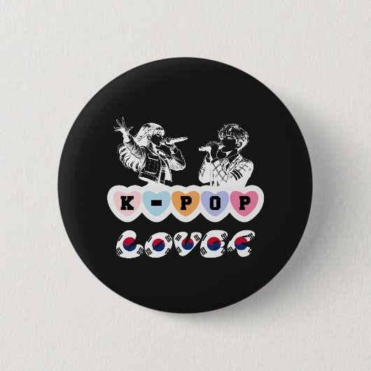Man Vrouw Idols Zingen KPop Hearts Korea Lover Ronde Button 5,7 Cm (Voorkant)