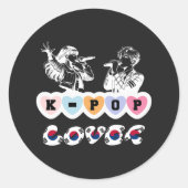 Man Vrouw Idols Zingen KPop Hearts Korea Lover Ronde Sticker (Voorkant)
