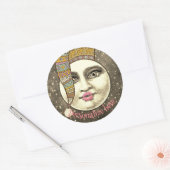  man vrouw in maan grillige unieke sepia ronde sticker (Envelop)