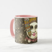 man vrouw in maan grillige winter pet mok (Voorkant links)