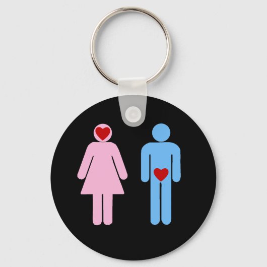 Man Vrouw Love Humor Tshirt Sleutelhanger (Voorkant)