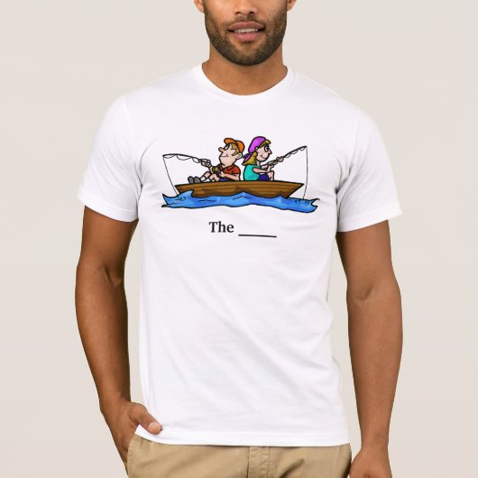 Man Vrouw Vist in Boat  T-shirt. T-shirt (Voorkant)
