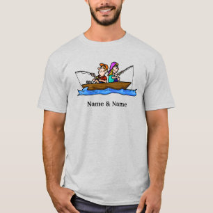 Man Vrouw Vist in Boat  T-shirt. T- T-shirt