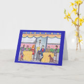 Man, Vrouwen die, Honden, het Wenskaart van de Kaart (Gele Bloem)