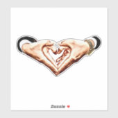 Man vrouwen koppels handen in hart vorm liefde kun sticker (Vel)