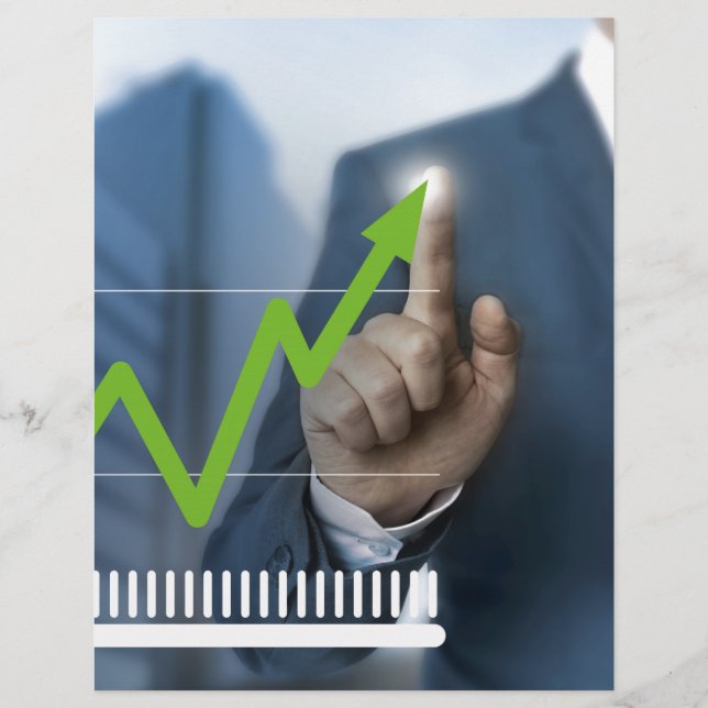 Man waarop het concept "aandelenkoers" is afgebeel (Voorkant)