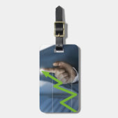 Man waarop het concept "aandelenkoers" is afgebeel bagagelabel (Voorkant verticaal)