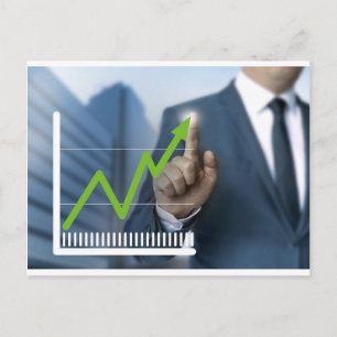 Man waarop het concept "aandelenkoers" is afgebeel briefkaart