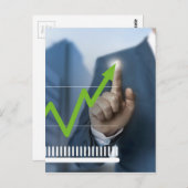 Man waarop het concept "aandelenkoers" is afgebeel briefkaart (Voorkant / Achterkant)