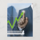 Man waarop het concept "aandelenkoers" is afgebeel briefkaart (Voorkant)