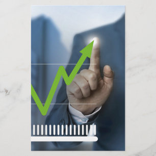 Man waarop het concept "aandelenkoers" is afgebeel briefpapier