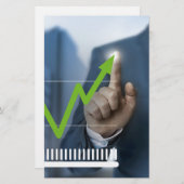 Man waarop het concept "aandelenkoers" is afgebeel briefpapier (Voorkant / Achterkant)