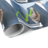 Man waarop het concept "aandelenkoers" is afgebeel cadeaupapier (Rol Hoek)